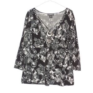 Elementz Black and White Floral Blouse